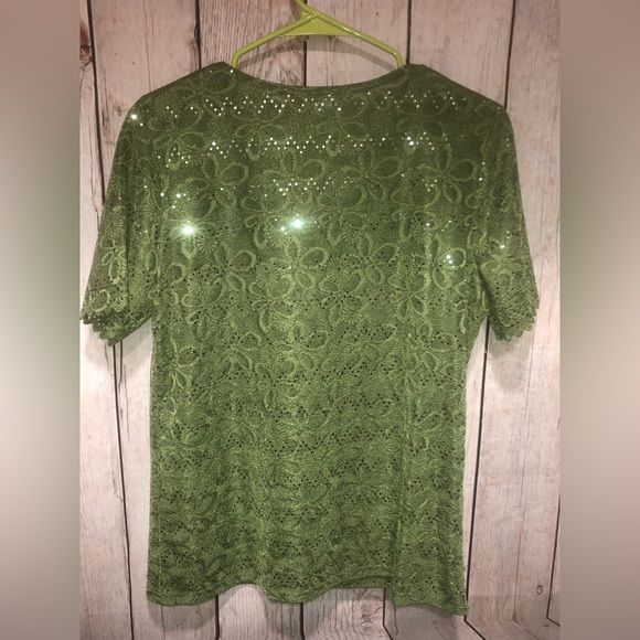 Belle Amie Medium Blouse With Front Insert Stretchy Green - Picture 5 of 8